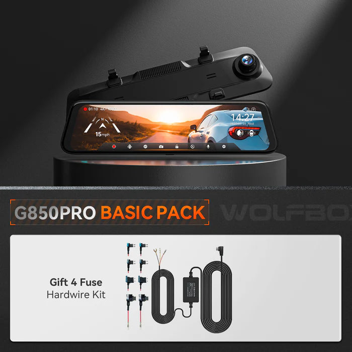 Rétro G850Pro | Caméra embarquée 4K Wi-Fi pour rétroviseurs avant et arrière