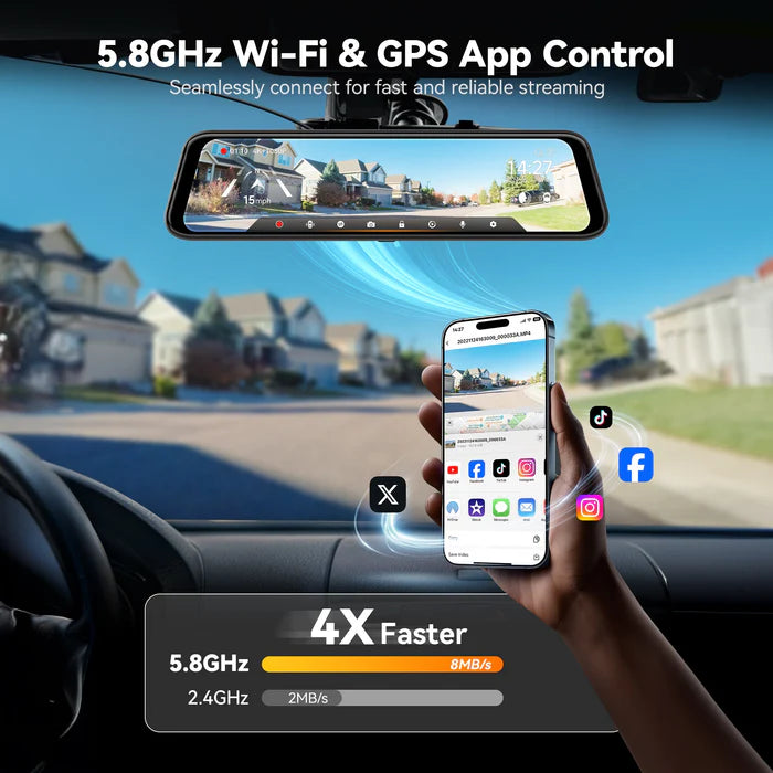 Rétro G850Pro | Caméra embarquée 4K Wi-Fi pour rétroviseurs avant et arrière