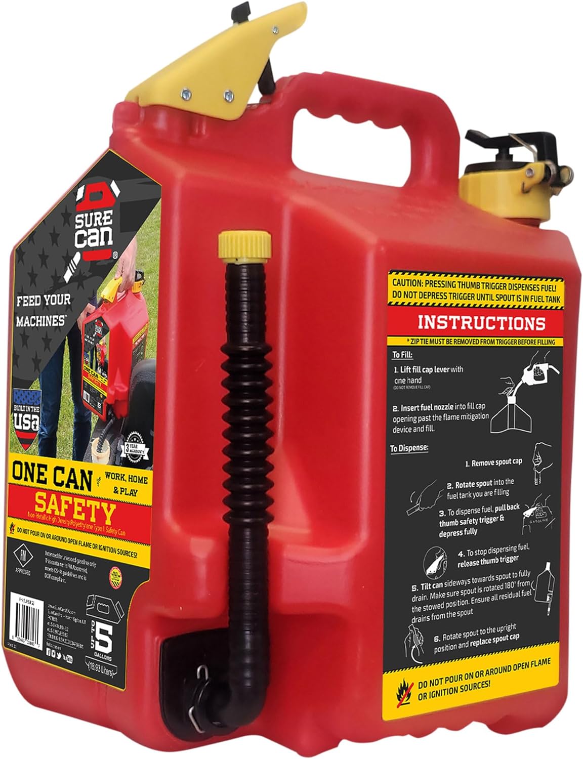 Bidon d'essence de sécurité de type II de 5 gallons